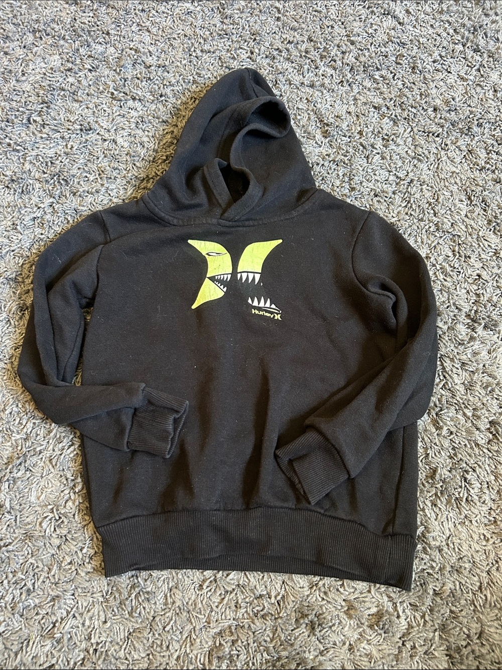 Hurley Black Hoodie with Neon Yellow Graphic